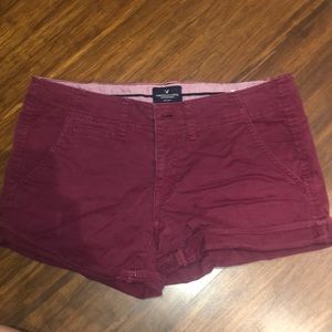 American Eagle Maroon Stretch Shorts
